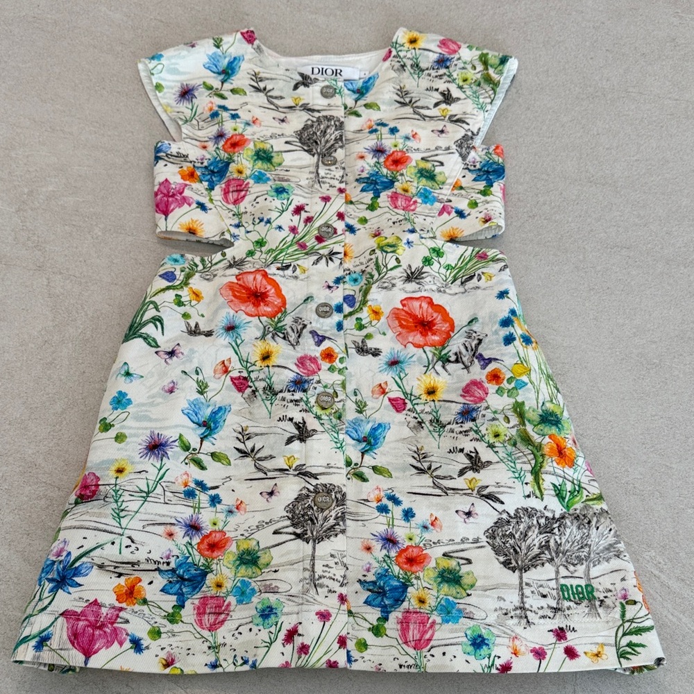 Dior Kids Floral Dress - White and Multicolor
